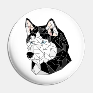 Siberian Husky Black & White Stained Glass Pin