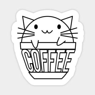 Cat in coffee cup with warped text on cup Magnet