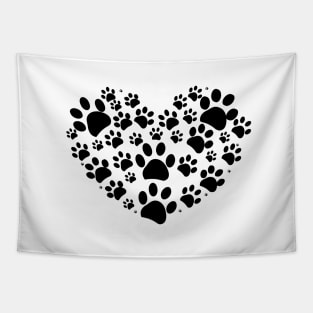 Dog paw print made of heart Tapestry
