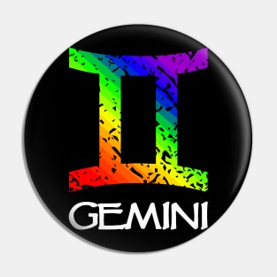 Gemini Zodiac Symbol in Rainbow Color Pin