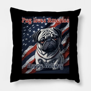 Pug 4th of July Pillow