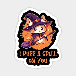 Funny Cat Pun Witch Spell Graphic Men Kids Women Halloween Magnet