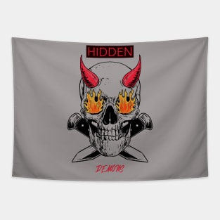 Hidden Demons inside Skull Tapestry