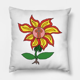 hot flower with a cross Pillow