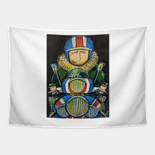 Retro Scooter, Classic Scooter, Scooterist, Scootering, Scooter Rider, Mod Art Tapestry