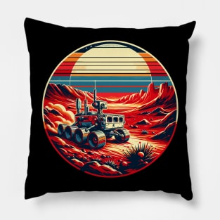 Mars Martian Odyssey: Retro Rover's Red Planet Expedition Pillow