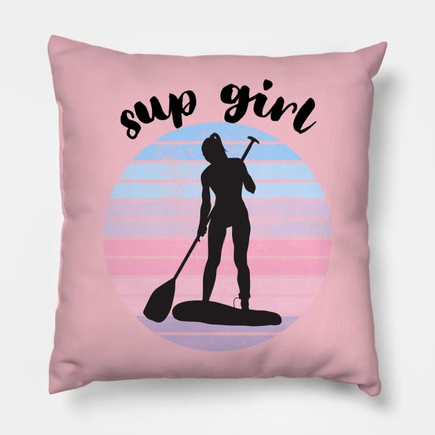 sup girl paddleboarding Pillow by Love My..