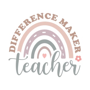 Difference Maker Teacher Rainbow Heart Motivational T-Shirt