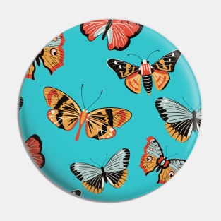 Butterflies and moths vintage blue pattern Pin