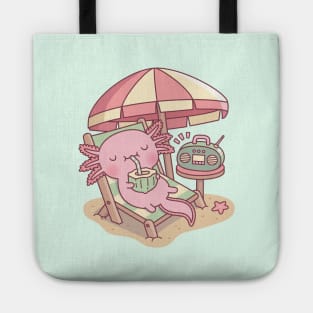 Cute Axolotl Chilling At The Beach Tote