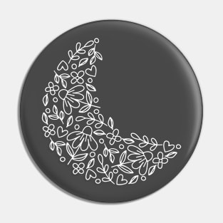 White (negative Space) Floral Moon Pin