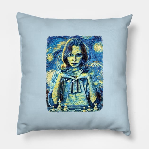 The Queen's Gambit Van Gogh Style Pillow by todos