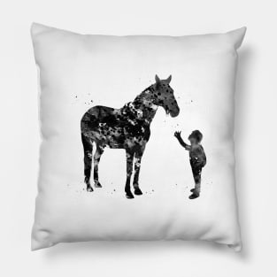 Little boy with horse Pillow