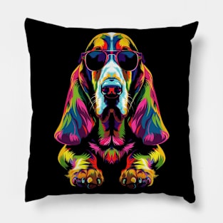 Basset Hound Dog Sunglasses Pop Art Pillow