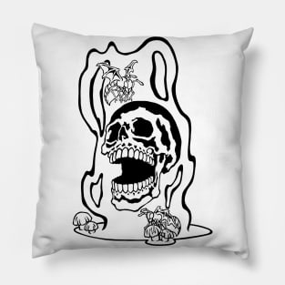 Smoking Skull Wasp Tattoo Pillow