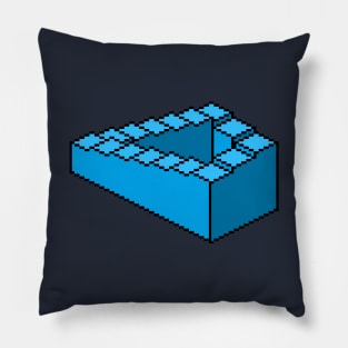 Isometric Penrose Stairs pixel art Pillow