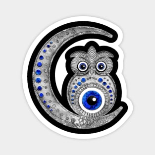 Evil Eye Amulet - Owl on the moon Magnet