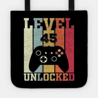 Level 45 Unlocked Funny Video Gamer 45th Birthday Gift Tote