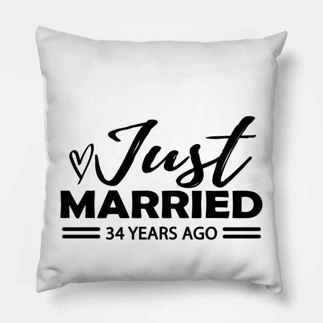 34th Wedding Anniversary - 34 years anniversary Pillow by KC Happy Shop