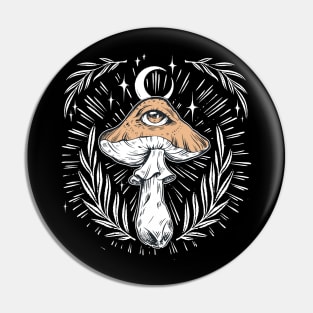 Mushroom Trippy Moon Fungi Love Pin