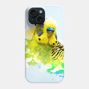 Aquarell Watercolor Splatter Budgie Parakeet Parrot Phone Case