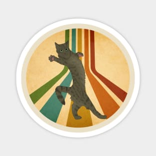 Retro Dancing Tabby Cat Magnet