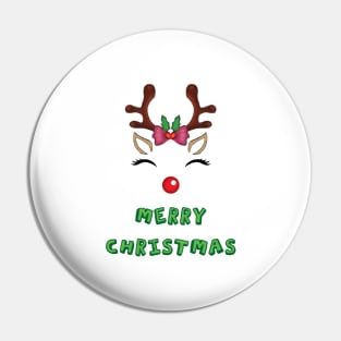 Cute Reindeer Merry Christmas Pin