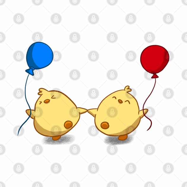 Two Little Cute Chicks Celebrate New Year by PreeTee 