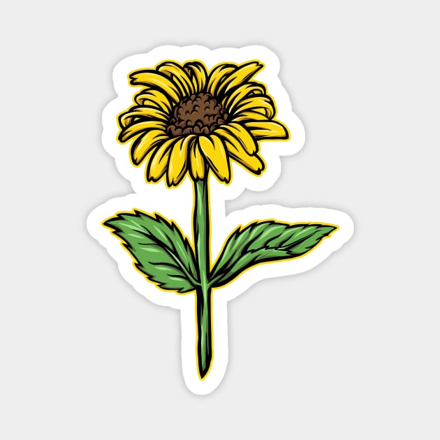 Retro Sunflower Illustration Magnet by SLAG_Creative