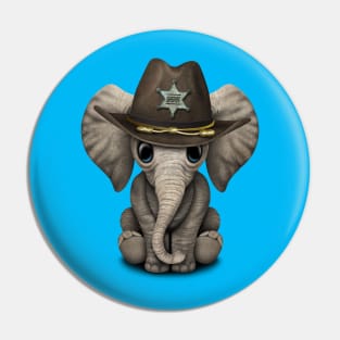 Cute Baby Elephant Sheriff Pin