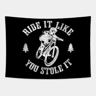 Ride It Like You Stole It Funny Downhill Mountain Biking Gift Tapestry