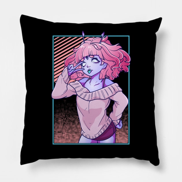 Pastel Goth Alien Hybrid Girl Pillow by AngelFlame