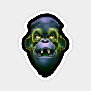 Evil Monkey Face Green Magnet