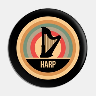 Retro Vintage Harp Gift For Harpists Pin