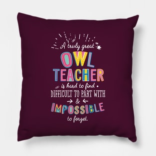 A truly Great Owl Teacher Gift - Impossible to forget Pillow