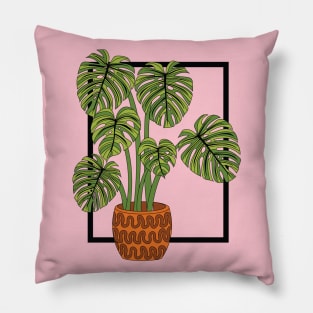 Simple modern monstera plant Pillow