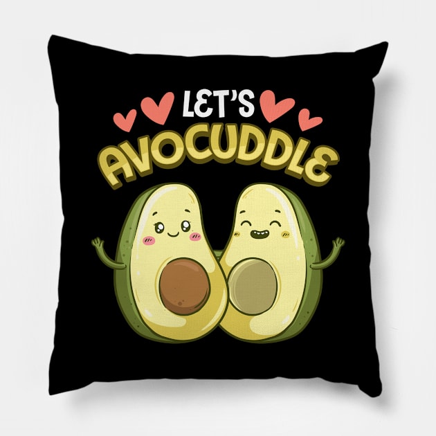 Funny Let's Avocuddle Cute Avocado Cuddling Pun Pillow by theperfectpresents