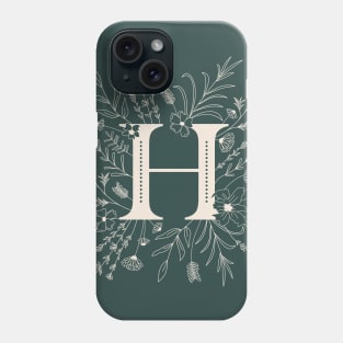 Botanical Letter H (Forest Green) Phone Case