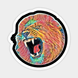 Lion's head colorfully Magnet