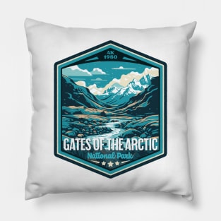 Gates of the Arctic National Park Vintage WPA Style National Parks Art Pillow