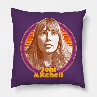 Joni Mitchell  /// Retro 1970s Style Fan Art Design Pillow