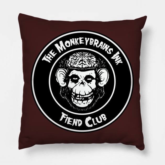 The Monkeybrainfits Fiend club button on colors! Pillow by GodsBurden