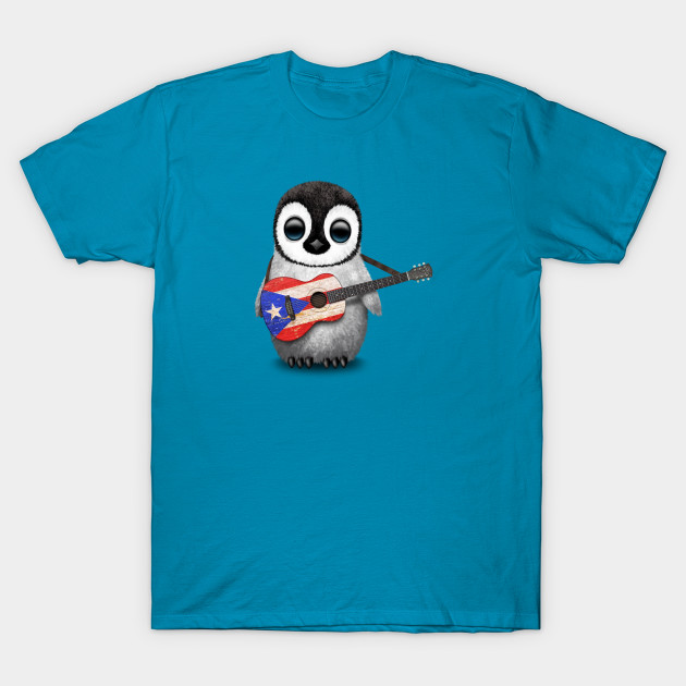 Baby Penguin Playing Puerto Rican Flag Guitar Puerto Rico T