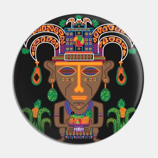 MUISCA CHIBCHA COLOMBIA FRUIT INDIAN MASK - full colour Pin