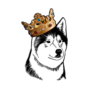 Alaskan Malamute Dog King Queen Wearing Crown T-Shirt