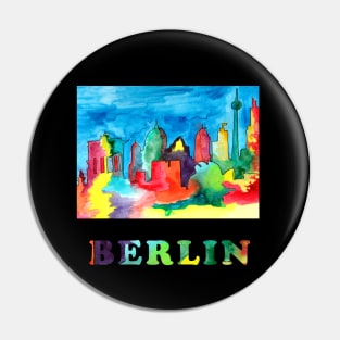 Colorful watercolor sketch of Berlin landmarks Pin