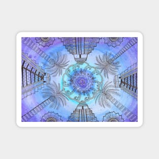 Mayan Ruins Watercolor Mexico Palm Trees Flowers Mandala (Pattern) Magnet