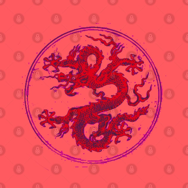 Red Colorful Chinese Dragon Art by ppandadesign