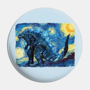 Godzilla Van Gogh Style Pin