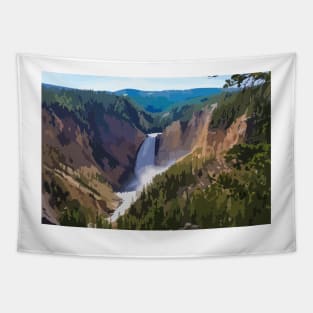 Yellowstone Waterfall Painting Tapestry